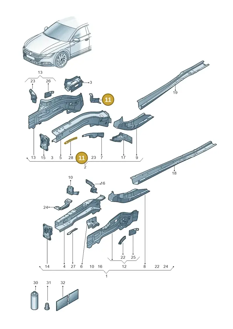 5Q0803646B — Volkswagen Arteon (2017-2023) diagram 828803000, position 11