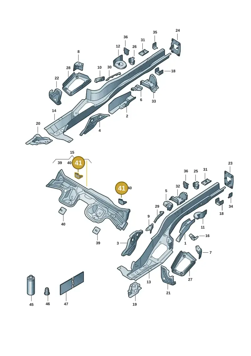 5Q0803781A — Volkswagen T-Roc convertible 1.5 (2019-2024) diagram 2gk803025, position 41