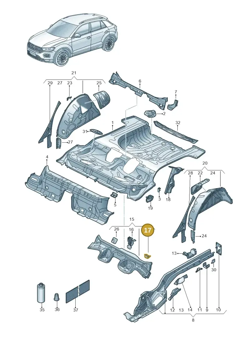 5Q0803781A — Volkswagen T-Roc BlueMotion (2017-2024) diagram 813803100, position 17