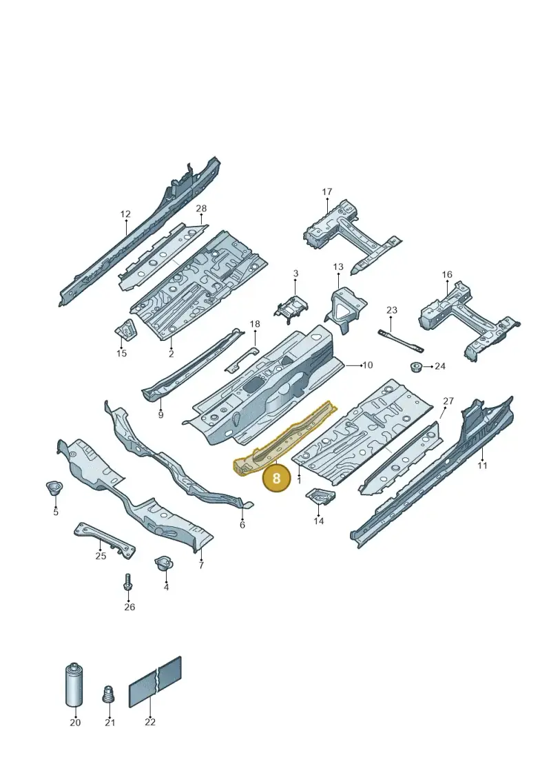 5Q0803803A — Volkswagen T-Roc convertible 1.5 (2019-2024) diagram 2gk803005, position 8