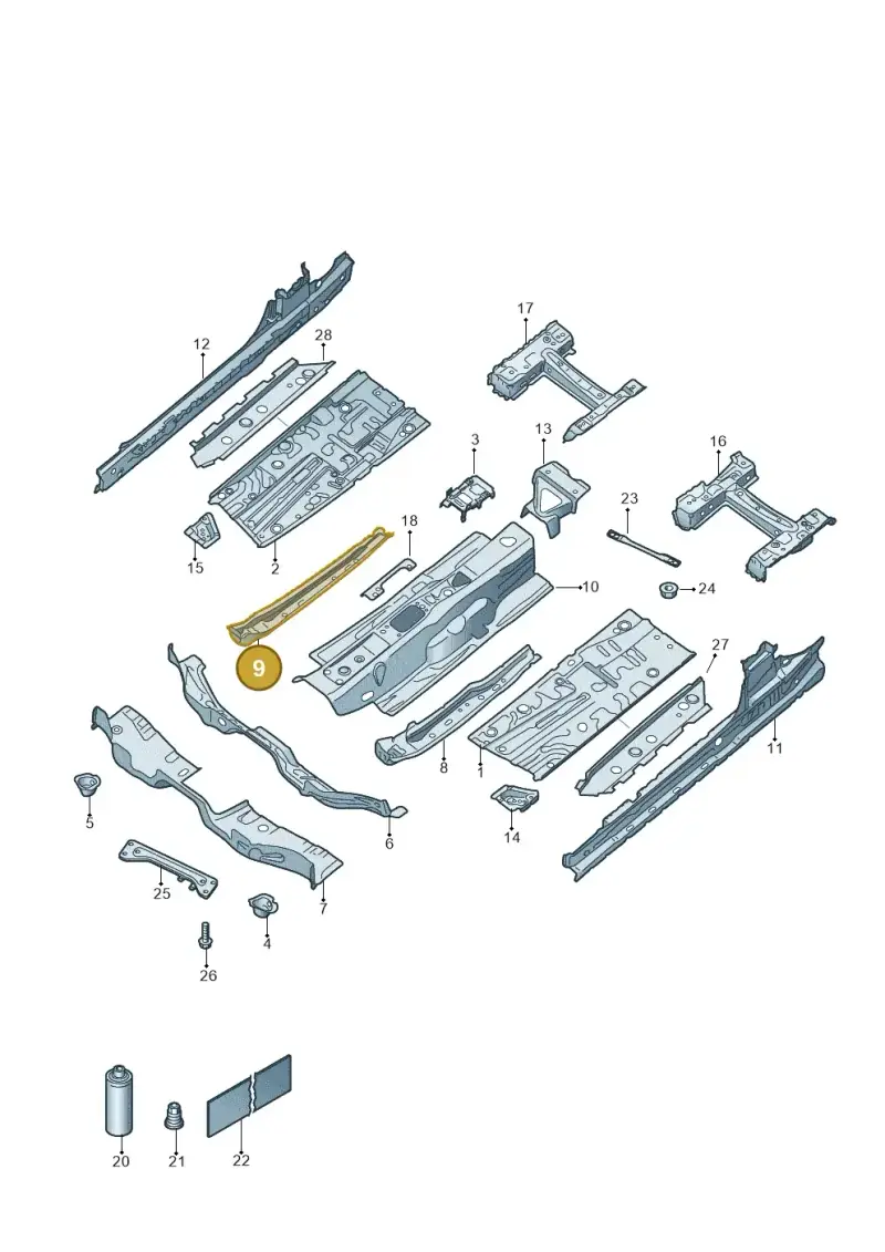 5Q0803804A — Volkswagen T-Roc convertible 1.5 (2019-2024) diagram 2gk803005, position 9