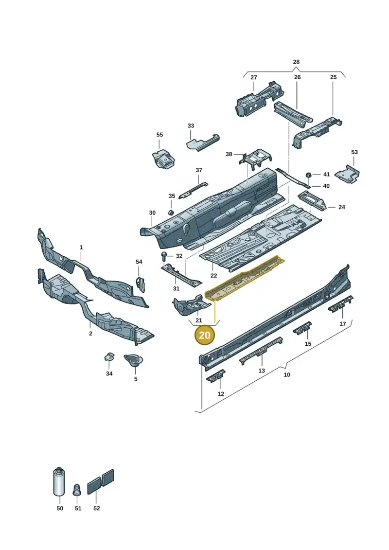 5Q0803804A — Volkswagen Golf 2.0 BlueMotion (2019-2024) diagram 5h0803005, position 20