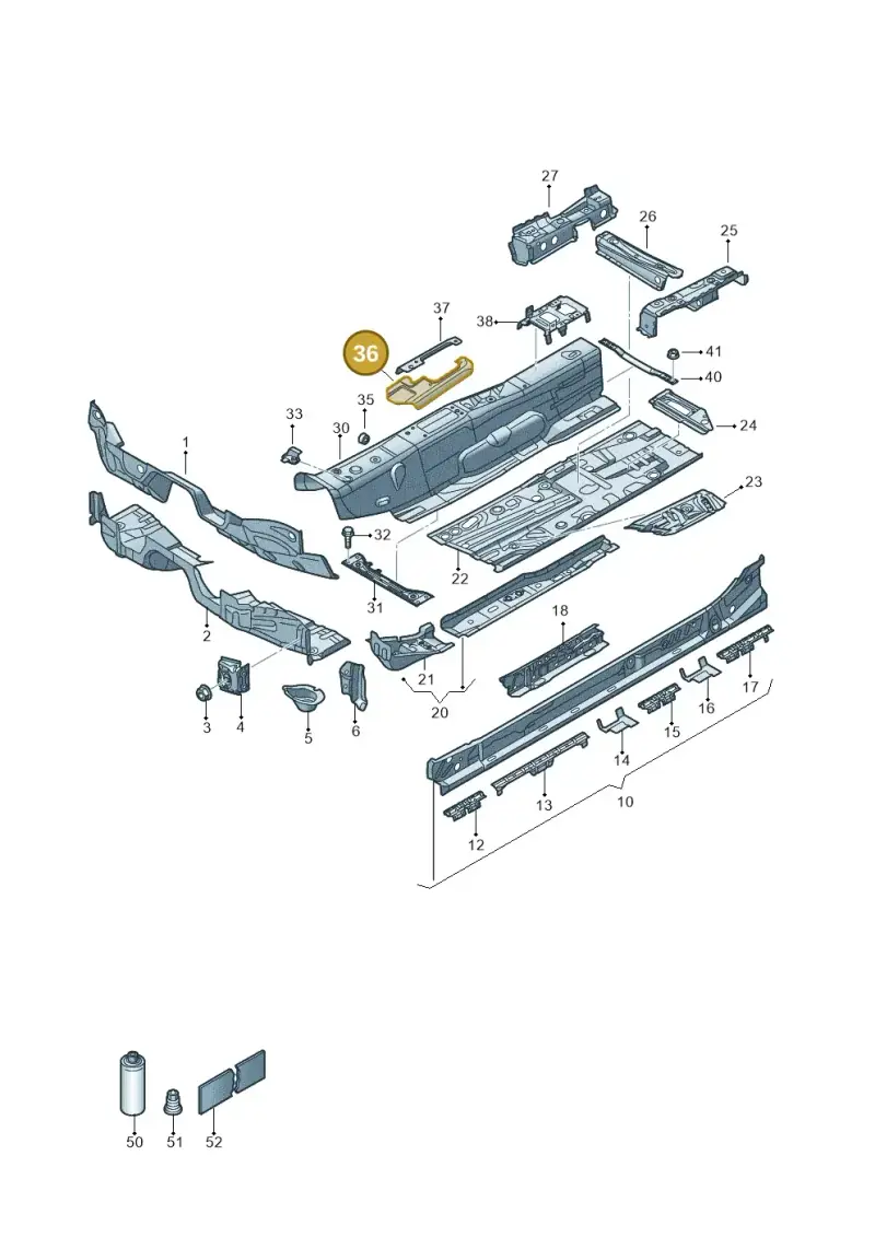 5Q0803806A — Volkswagen Golf 2.0 (2016-2020) diagram 827803050, position 36