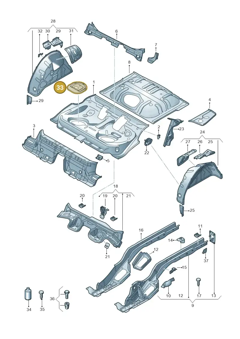 5Q0803961A — Volkswagen Golf 2.0 (2016-2020) diagram 745803110, position 33