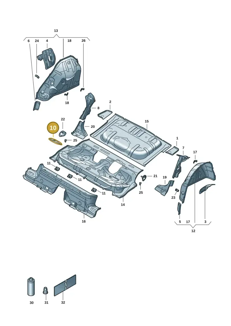 5Q0803961A — Volkswagen Golf 2.0 BlueMotion (2019-2024) diagram 5h0803016, position 10
