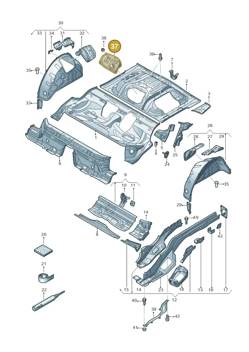 5Q0803961B — Volkswagen Golf (2016-2020) diagram 745803120, position 37