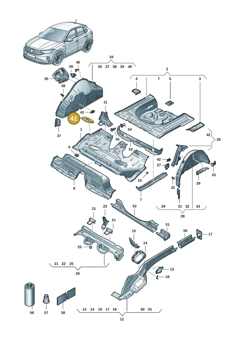 5Q0803961D — Volkswagen Taigo (2021-2024) diagram 2f0803400, position 41
