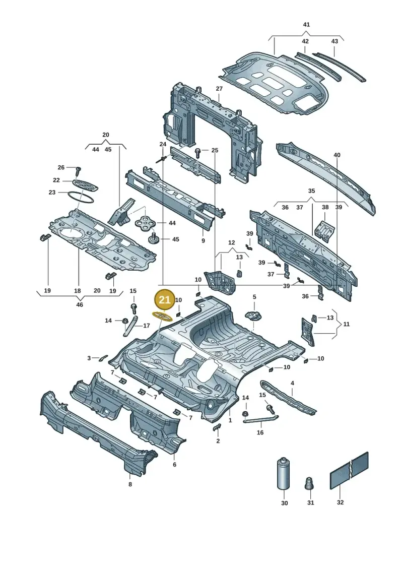 5Q0803961D — Volkswagen T-Roc convertible 1.5 (2019-2024) diagram 2gk803020, position 21