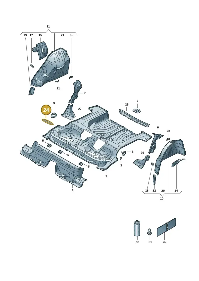 5Q0803961D — Volkswagen Golf 2.0 BlueMotion (2019-2024) diagram 5h0803015, position 24