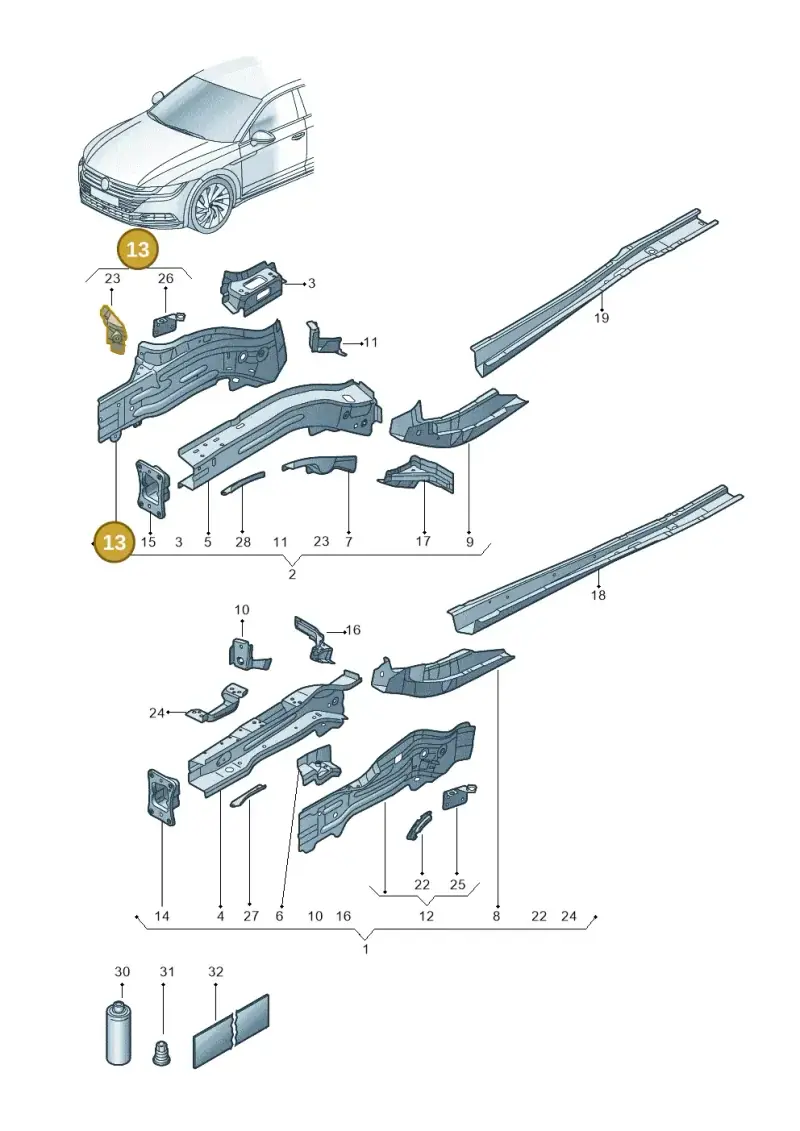 5Q0804106A — Volkswagen Arteon (2017-2023) diagram 828803000, position 13