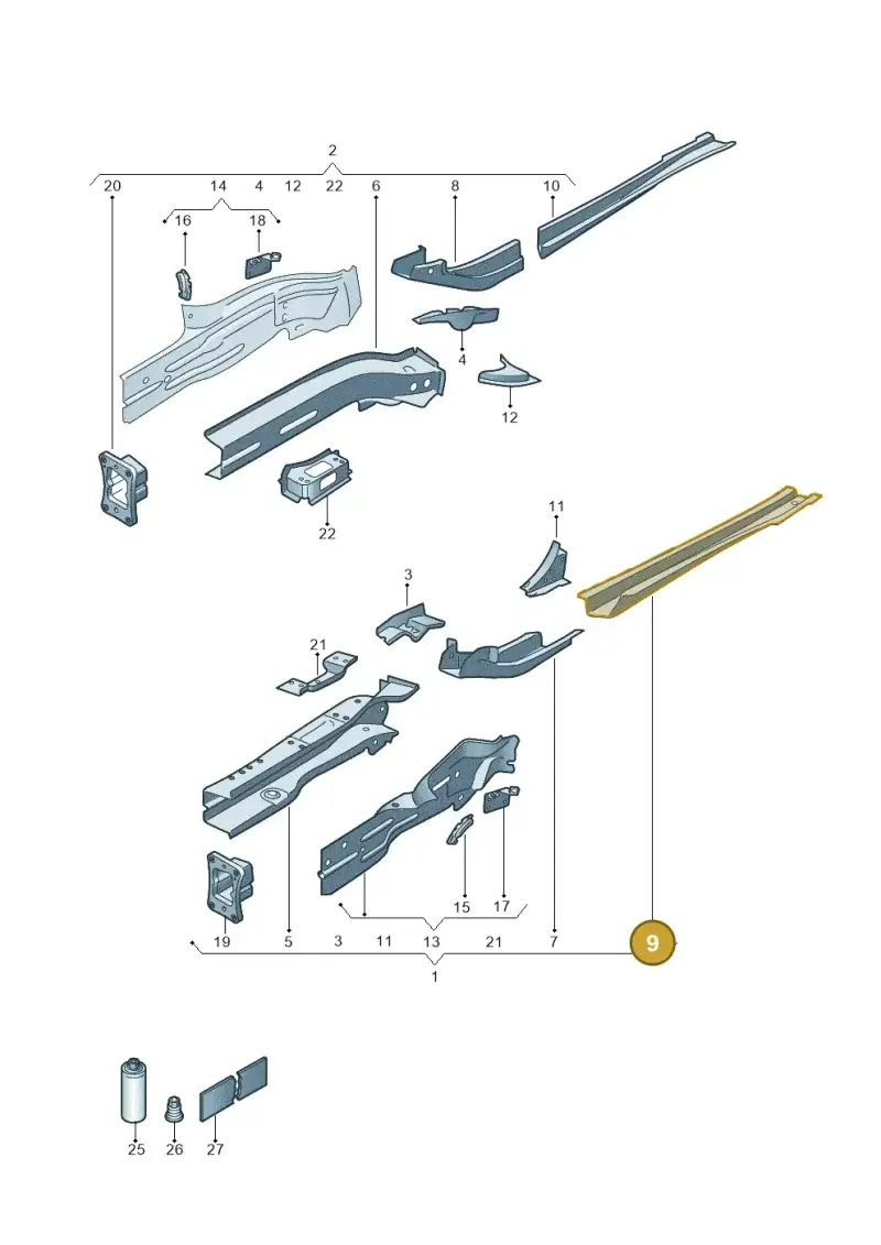 5Q0804455 — Volkswagen Golf 2.0 (2016-2020) diagram 827803000, position 9