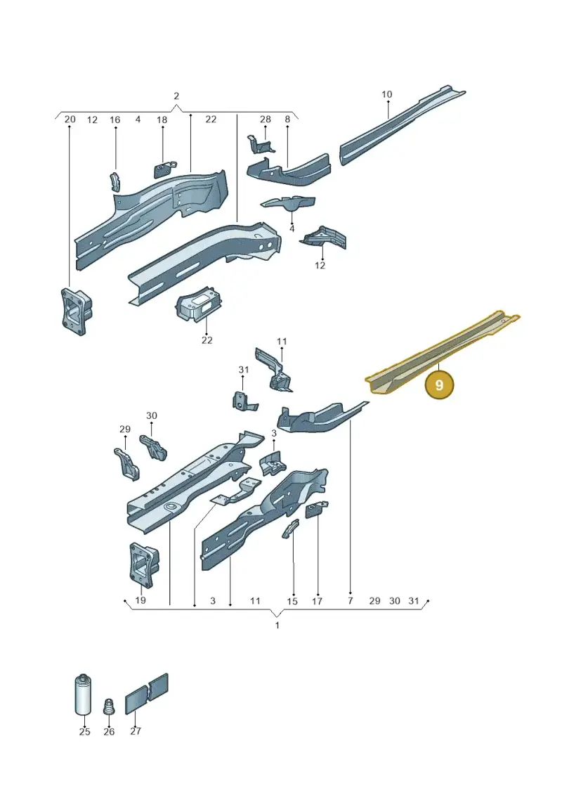 5Q0804455B — Volkswagen Tiguan 2.0 4Motion (2016-2024) diagram 884803011, position 9