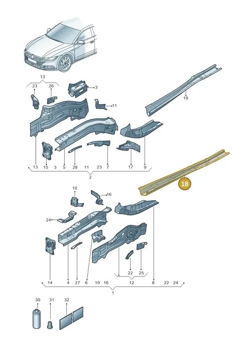 5Q0804455H — Volkswagen Arteon (2017-2023) diagram 828803000, position 18