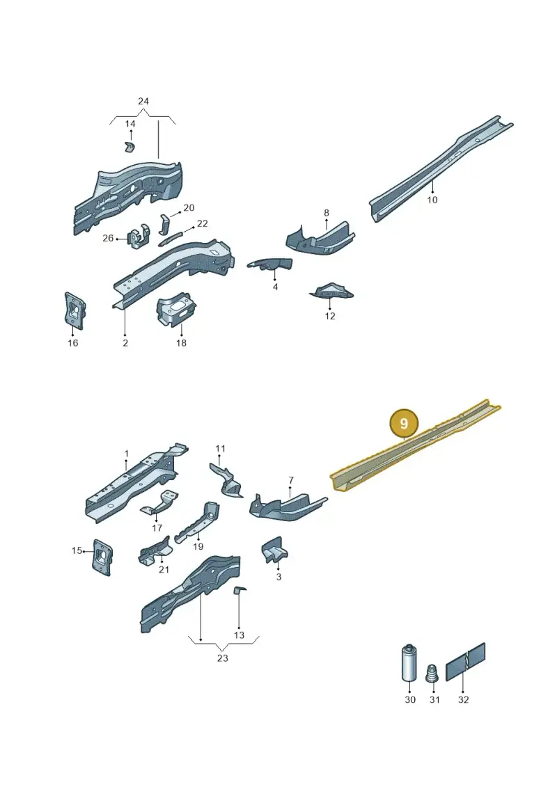 5Q0804455 — Volkswagen Golf 2.0 BlueMotion (2019-2024) diagram 5h0803000, position 9