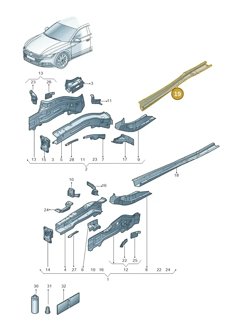 5Q0804456H — Volkswagen Arteon (2017-2023) diagram 828803000, position 19