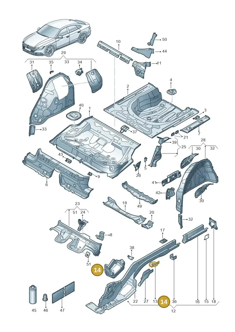 5Q0804505A — Volkswagen Arteon (2017-2023) diagram 828803200, position 14