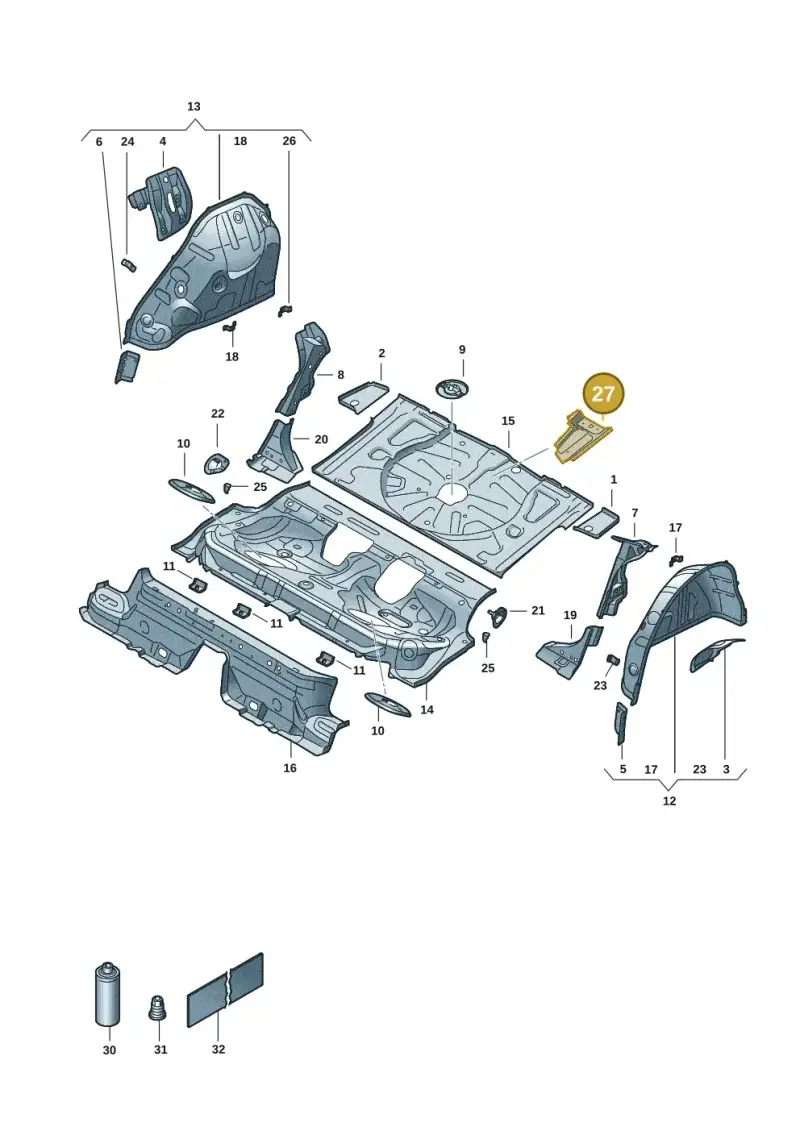 5Q0804509B — Volkswagen Golf 2.0 BlueMotion (2019-2024) diagram 5h0803018, position 27