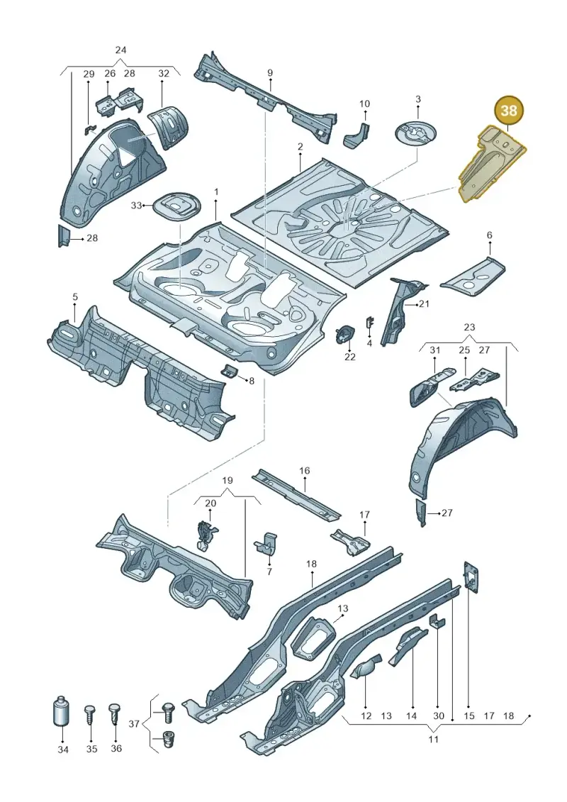 5Q0804509B — Volkswagen Golf 2.0 (2016-2020) diagram 827803180, position 38