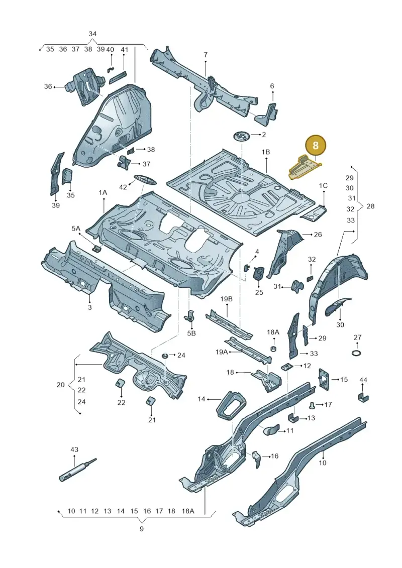 5Q0804509B — Volkswagen Taos 1.4 (2021-2023) diagram 834803020, position 8