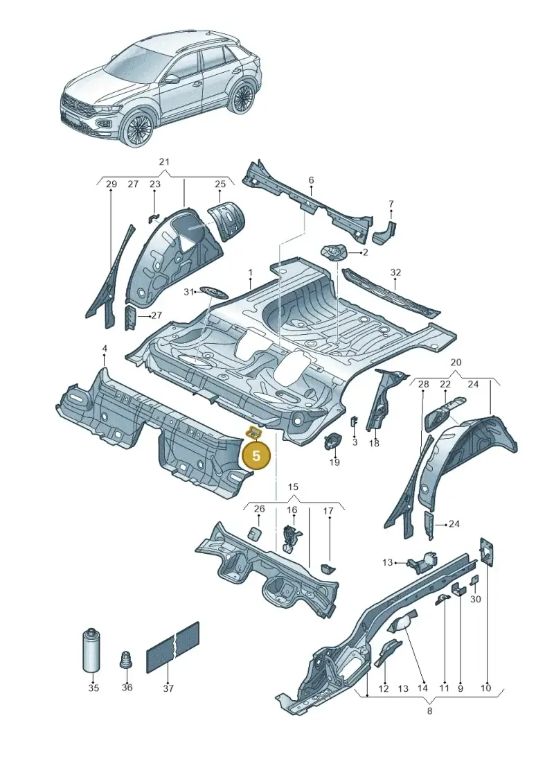 5Q0804866 — Volkswagen T-Roc BlueMotion (2017-2024) diagram 813803100, position 5