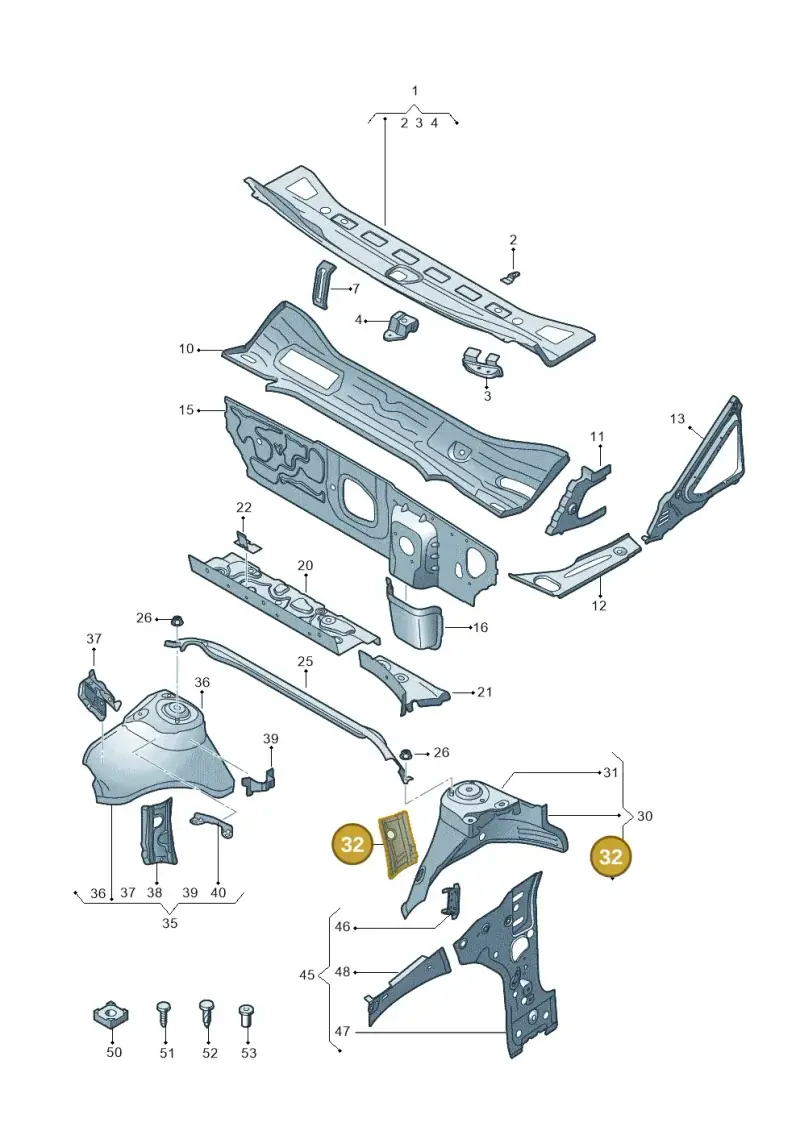 5Q0805077C — Volkswagen Golf Sportsvan 1.6 (2014-2020) diagram 780805500, position 32