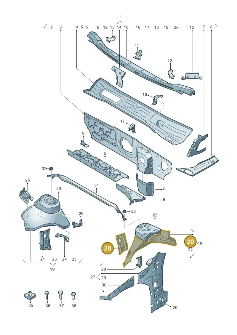 5Q0805077C — Volkswagen Passat saloon (2014-2024) diagram 793805500, position 20