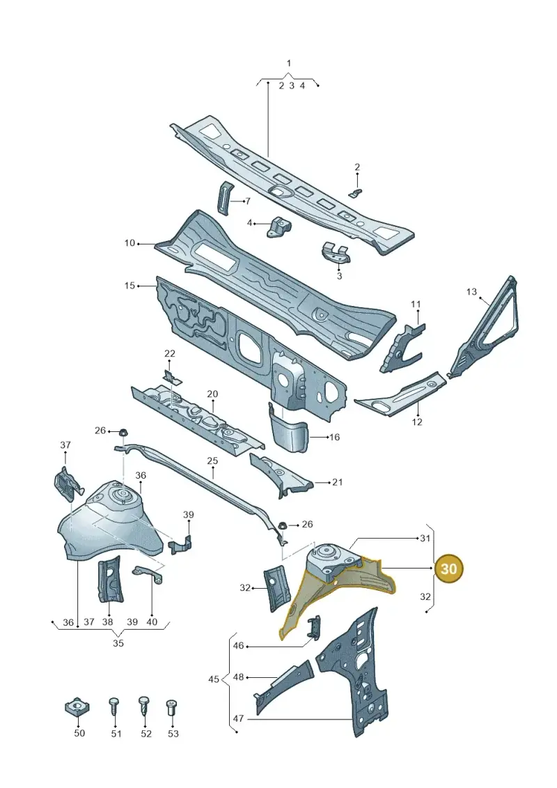 5Q0805115 — Volkswagen Golf Sportsvan 1.6 (2014-2020) diagram 780805500, position 30