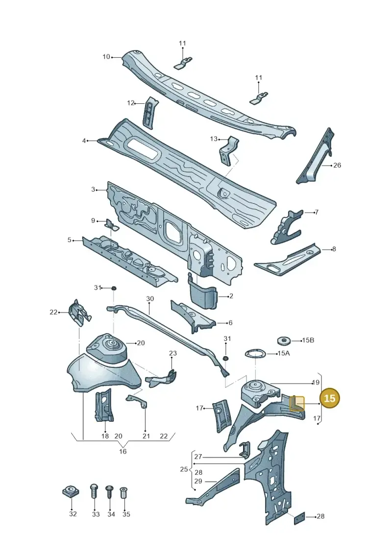 5Q0805115A — Volkswagen POLO HATCH         "ZA"06> (2005-) diagram 496805050, position 15