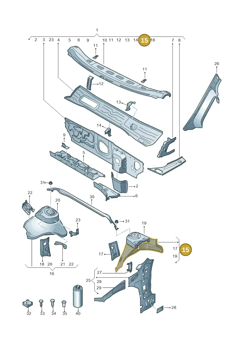 5Q0805115A — Volkswagen Golf 2.0 (2016-2020) diagram 827805500, position 15