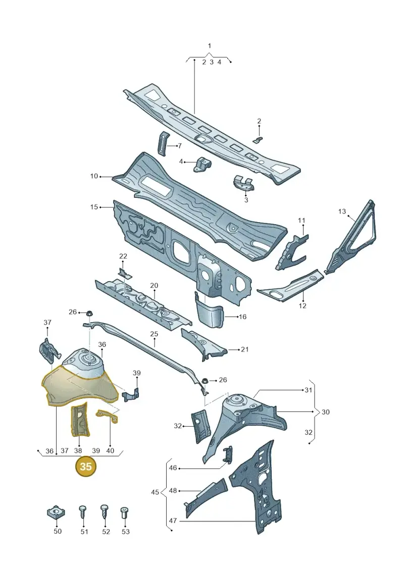 5Q0805116 — Volkswagen Golf Sportsvan 1.6 (2014-2020) diagram 780805500, position 35