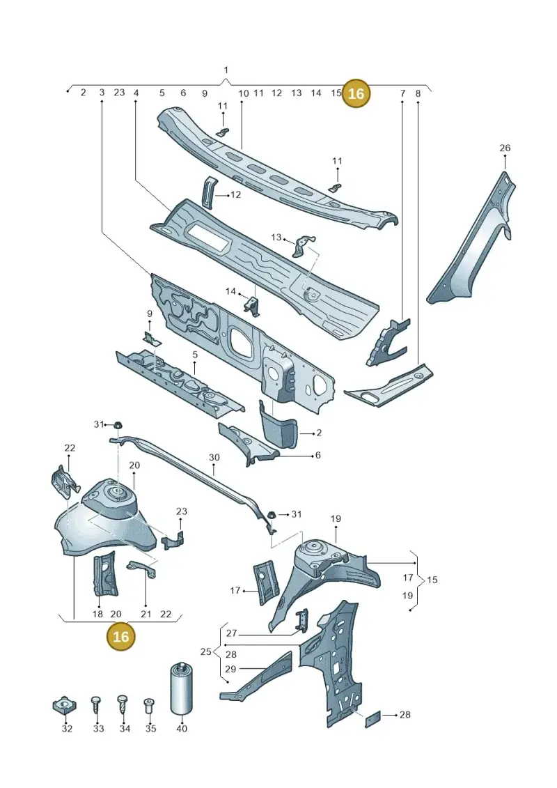 5Q0805116 — Volkswagen Golf 2.0 (2016-2020) diagram 827805500, position 16