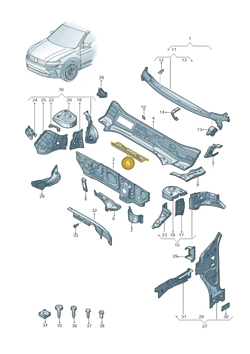 5Q0805277 — Volkswagen Tiguan 2.0 4Motion (2017-2024) diagram 884805500, position 5