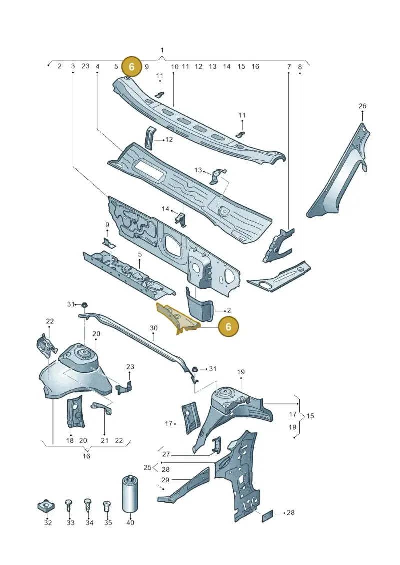 5Q0805397 — Volkswagen Golf 2.0 (2016-2020) diagram 827805500, position 6