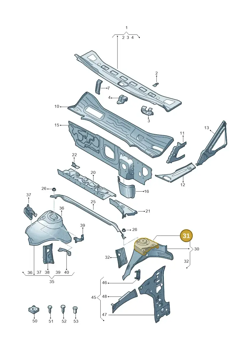 5Q0809121B — Volkswagen Golf Sportsvan 1.6 (2014-2020) diagram 780805500, position 31