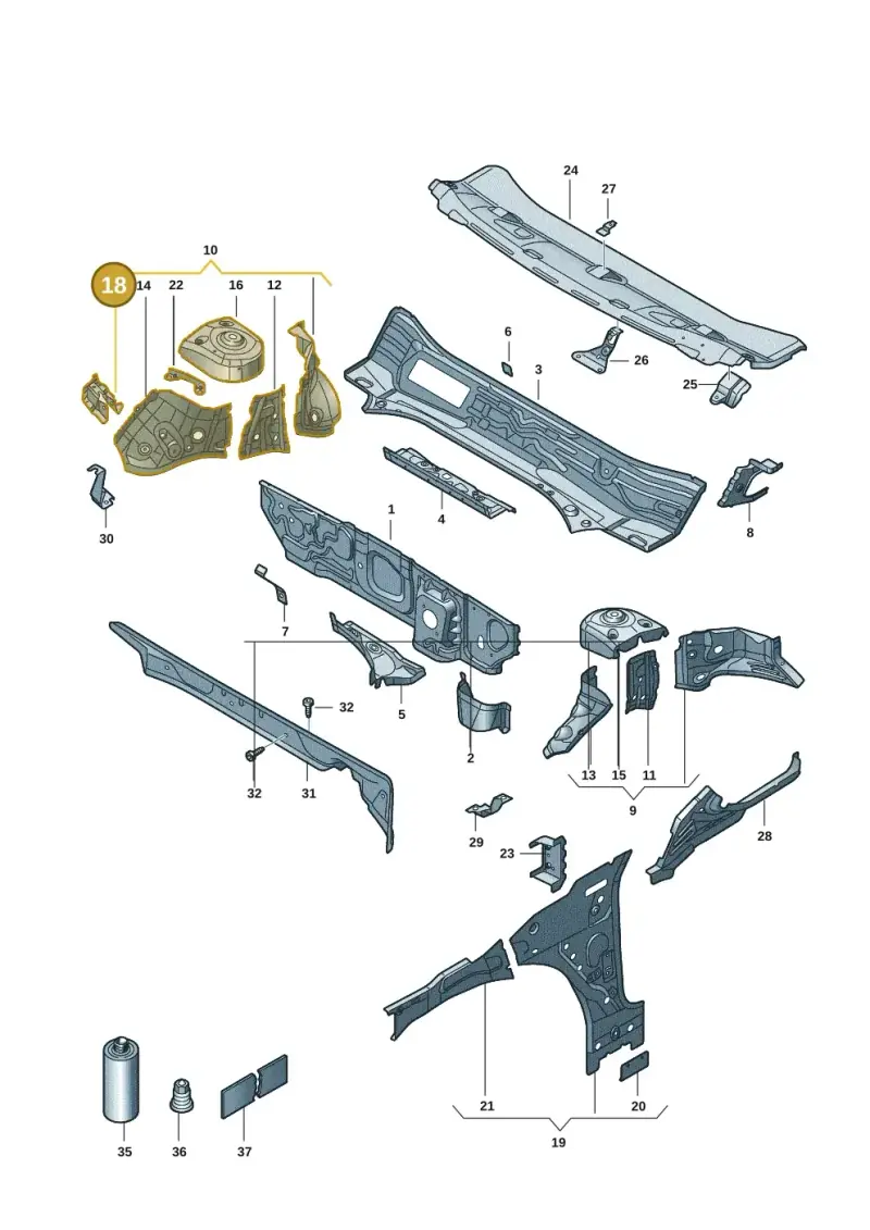 5Q0810812 — Volkswagen Caddy Maxi Kombi (2020-2024) diagram 2ka803010, position 18