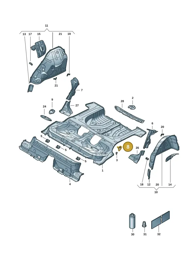 5Q0813721 — Volkswagen Golf 2.0 BlueMotion (2019-2024) diagram 5h0803015, position 8