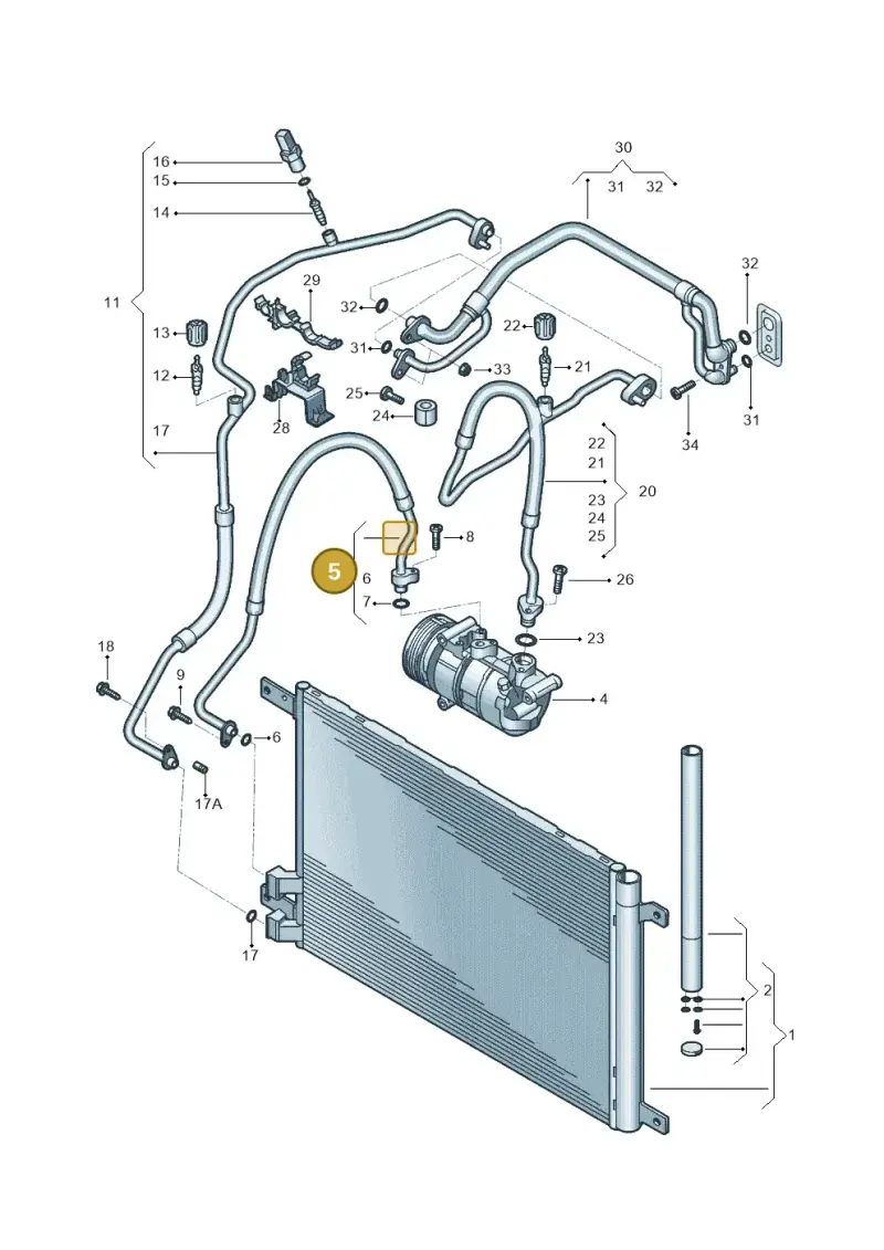 5Q0816721K — Volkswagen Golf 1.6 (2015-2019) diagram 867260400, position 5
