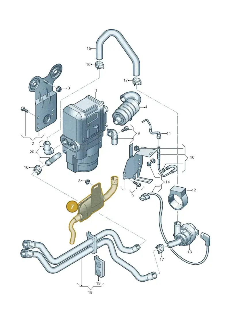 5Q0819193B — Volkswagen Golf 2.0 BlueMotion (2019-2024) diagram 3j0819700, position 7
