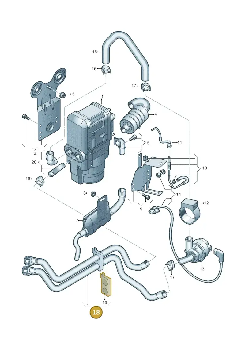 5Q0819350F — Volkswagen Golf 2.0 BlueMotion (2019-2024) diagram 3j0819700, position 18