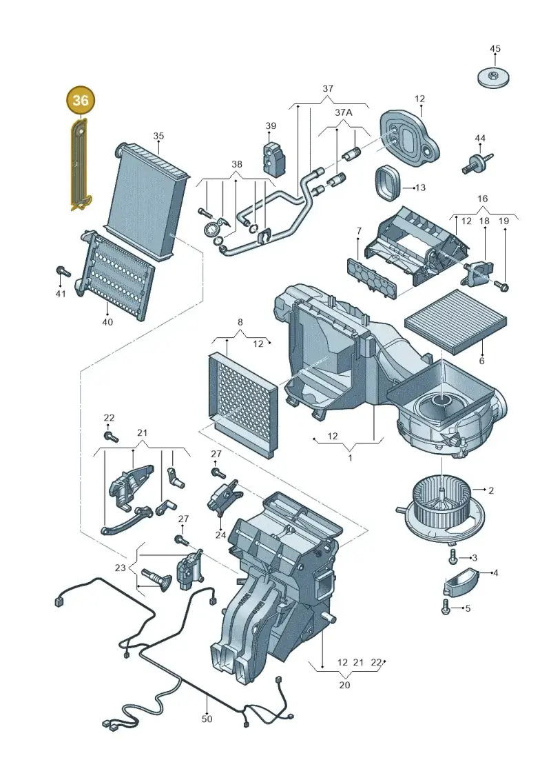 5Q0819422B — Volkswagen Caddy Maxi Kombi (2020-2024) diagram 746819100, position 36