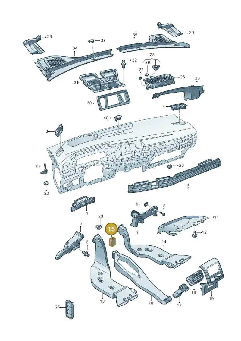 5Q0819663 — Volkswagen Golf 2.0 BlueMotion (2019-2024) diagram 5h0819300, position 15