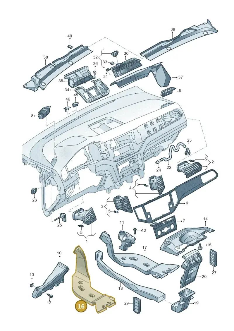 5Q0819805A — Volkswagen Golf Sportsvan 1.6 (2014-2020) diagram 780819300, position 16