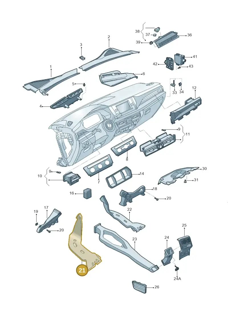 5Q0819805C — Volkswagen Passat (2018-2022) diagram 589819300, position 21