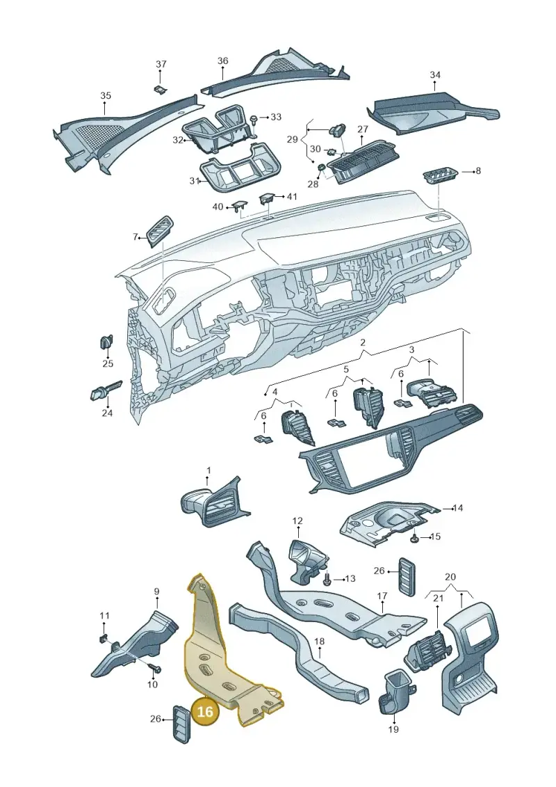 5Q0819805C — Volkswagen T-Roc BlueMotion (2017-2024) diagram 813819300, position 16