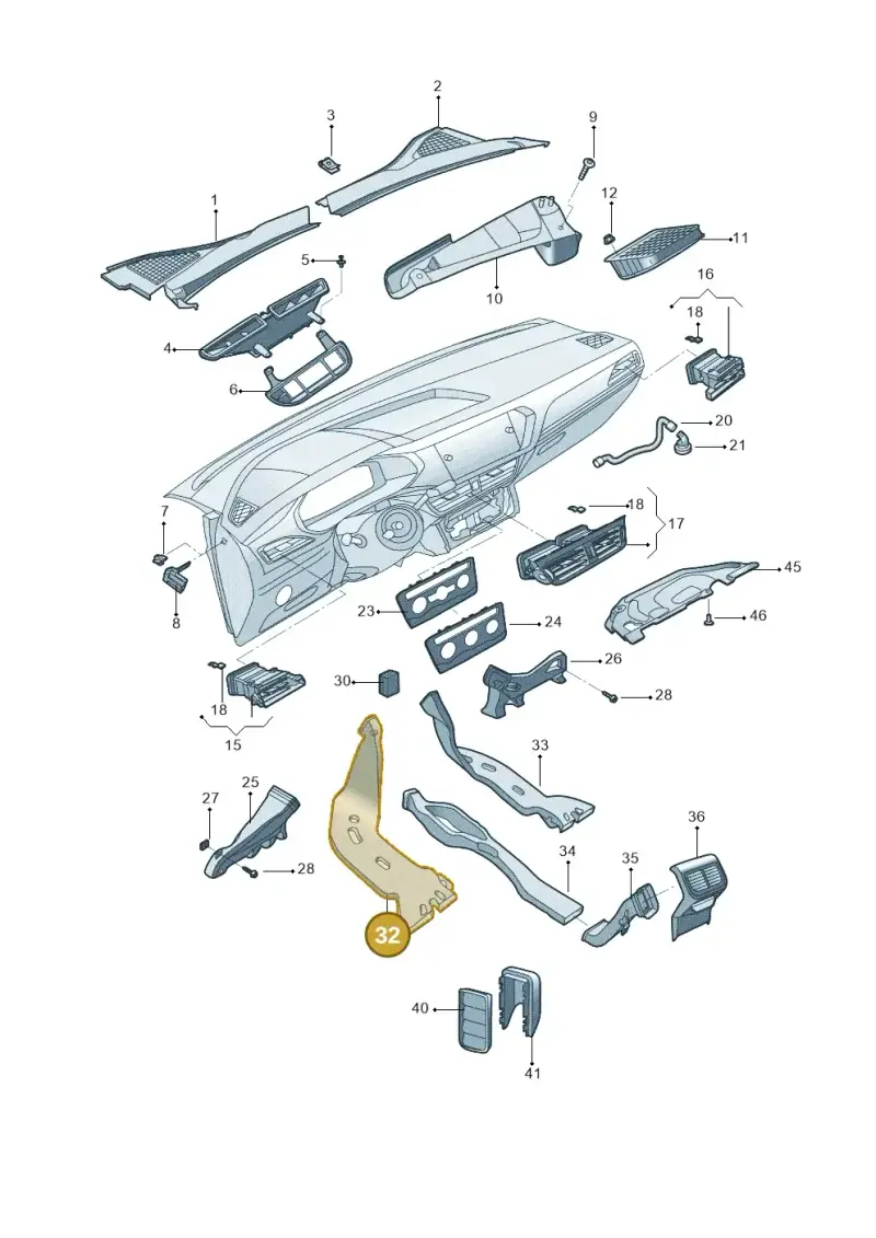 5Q0819805D — Volkswagen Taos 1.4 (2021-2023) diagram 588819300, position 32