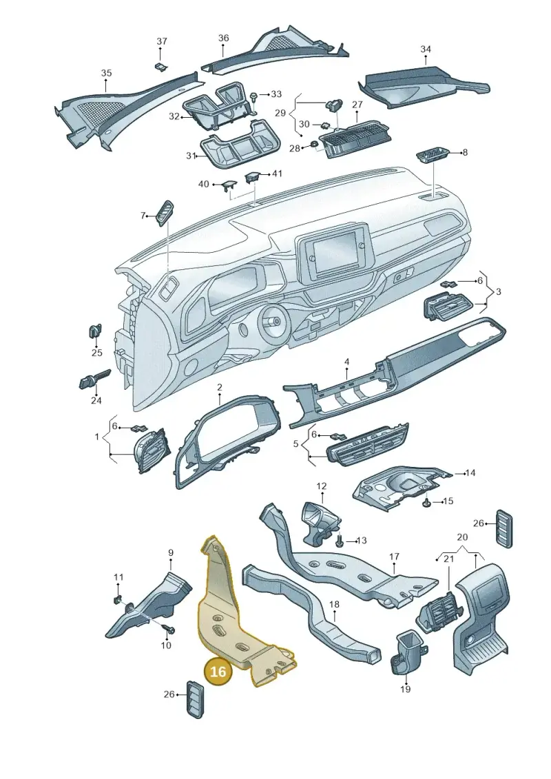 5Q0819805E — Volkswagen T-Roc convertible 1.5 (2019-2024) diagram 813819310, position 16