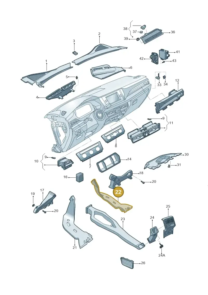 5Q0819806C — Volkswagen Passat (2018-2022) diagram 589819300, position 22