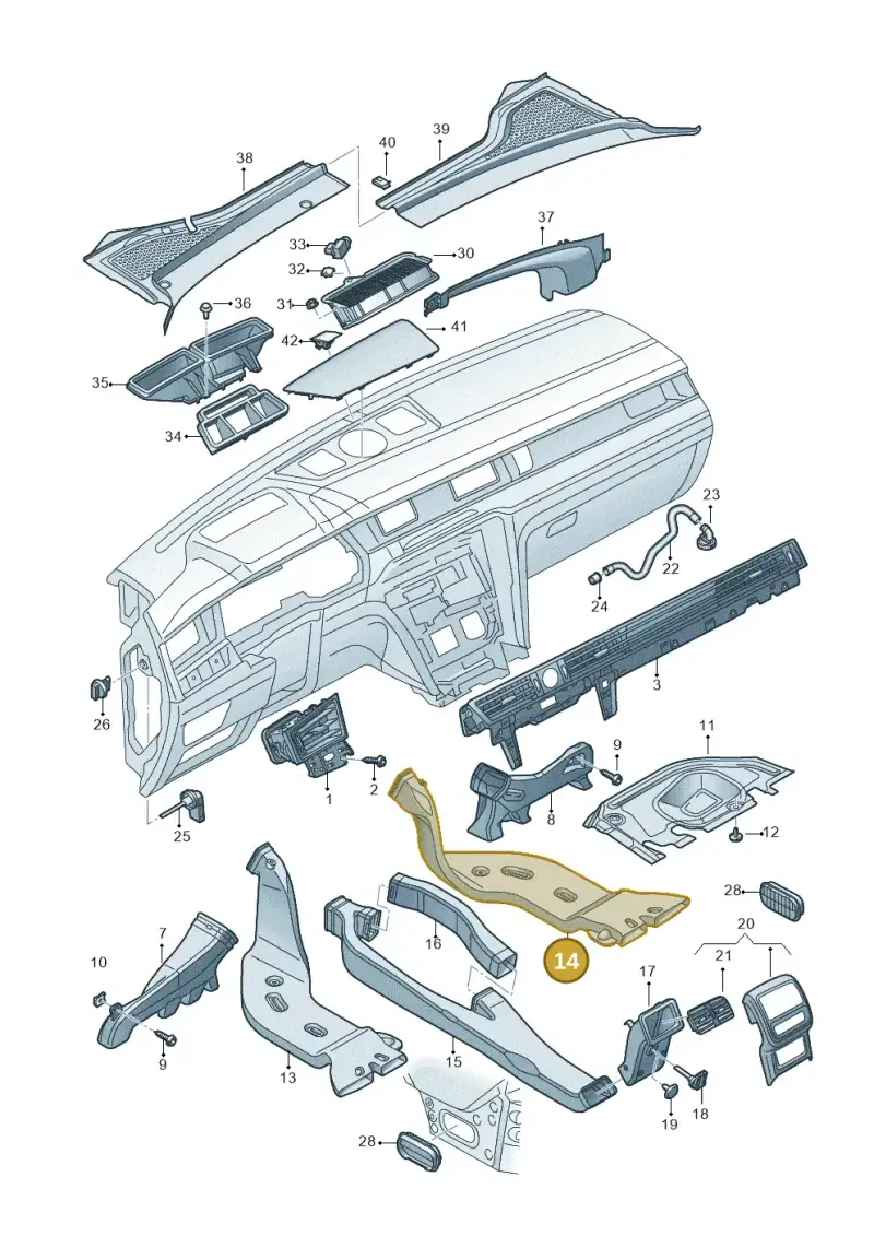 5Q0819806C — Volkswagen Passat saloon (2014-2024) diagram 793819300, position 14