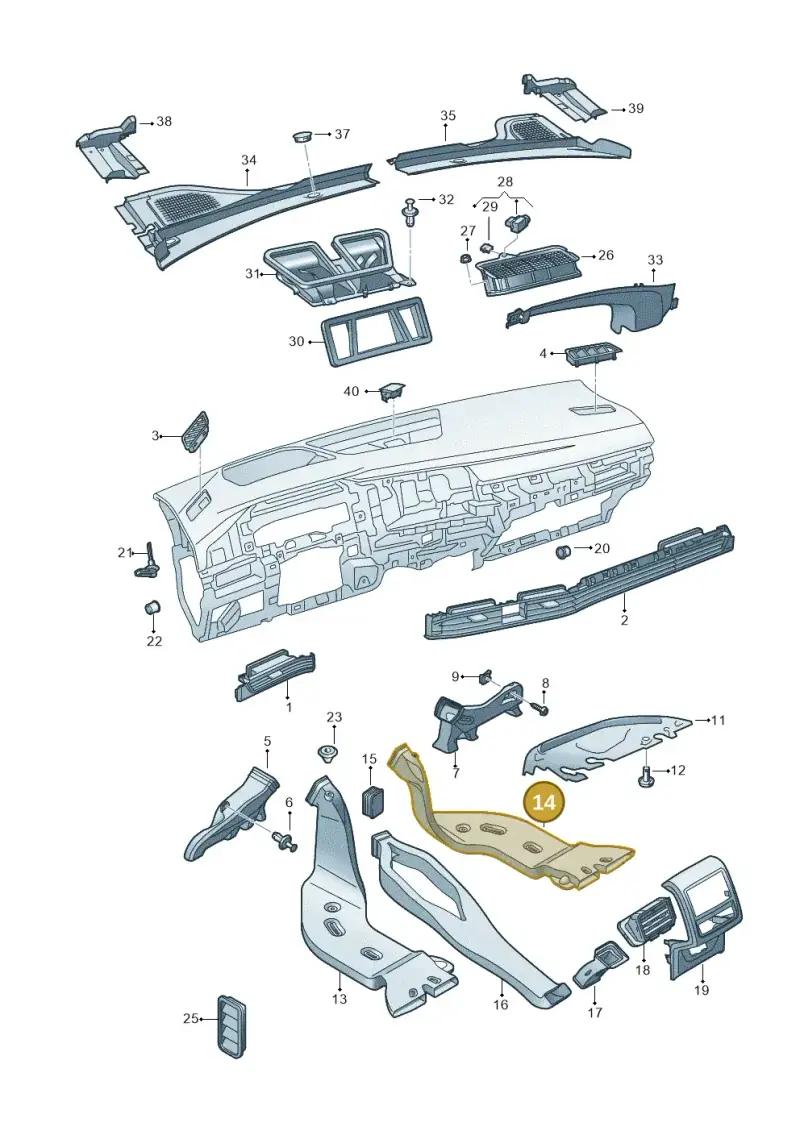 5Q0819806E — Volkswagen Golf 2.0 BlueMotion (2019-2024) diagram 5h0819300, position 14