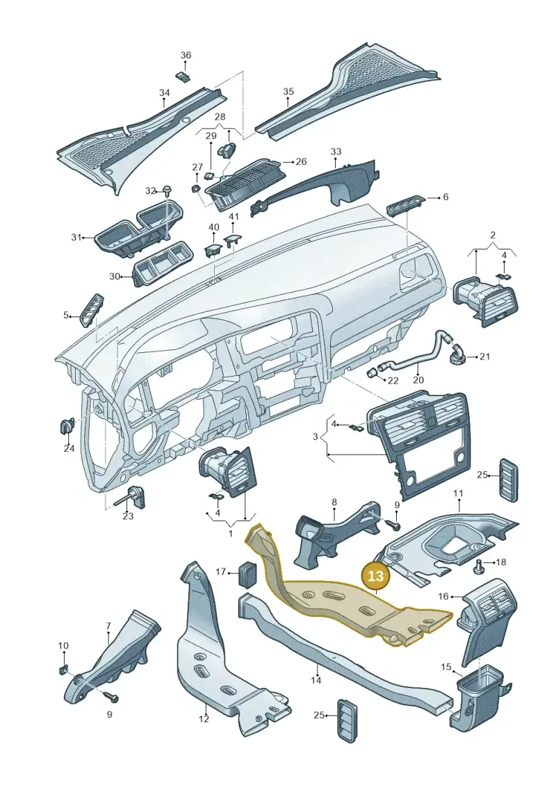 5Q0819806E — Volkswagen Golf 2.0 (2016-2020) diagram 746819300, position 13